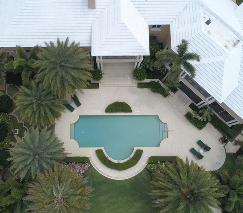 Aerial view of central florida home with pool