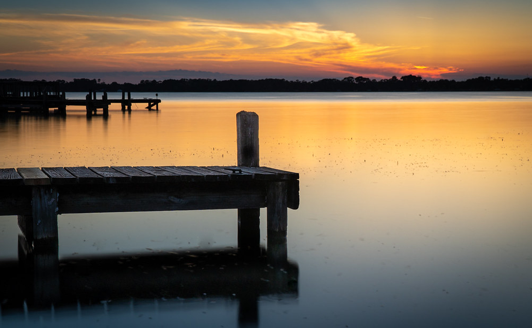 Beautiful sunset on lake in Mt Dora, Lake County, Florida