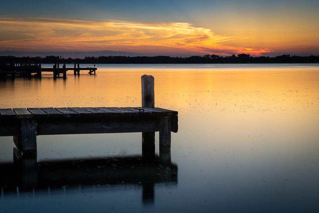 Beautiful sunset on lake in Mt Dora, Lake County, Florida